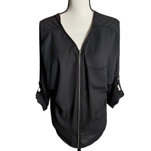 ACTIVE USA BLACK ZIPPER BLOUSE